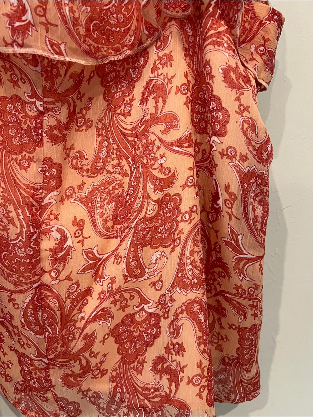 Express Pink Paisley Ruffle Pearl-Button Camisole - Picture 6 of 6